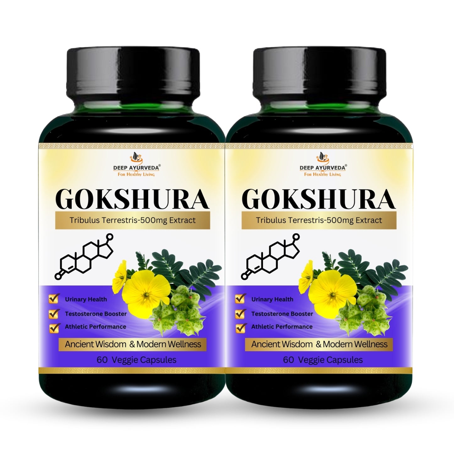 Gokshura Vegan Capsules | Tribulus Terrestris Extract-95% Extra Strength, Total Saponins,500mg-60 Cap
