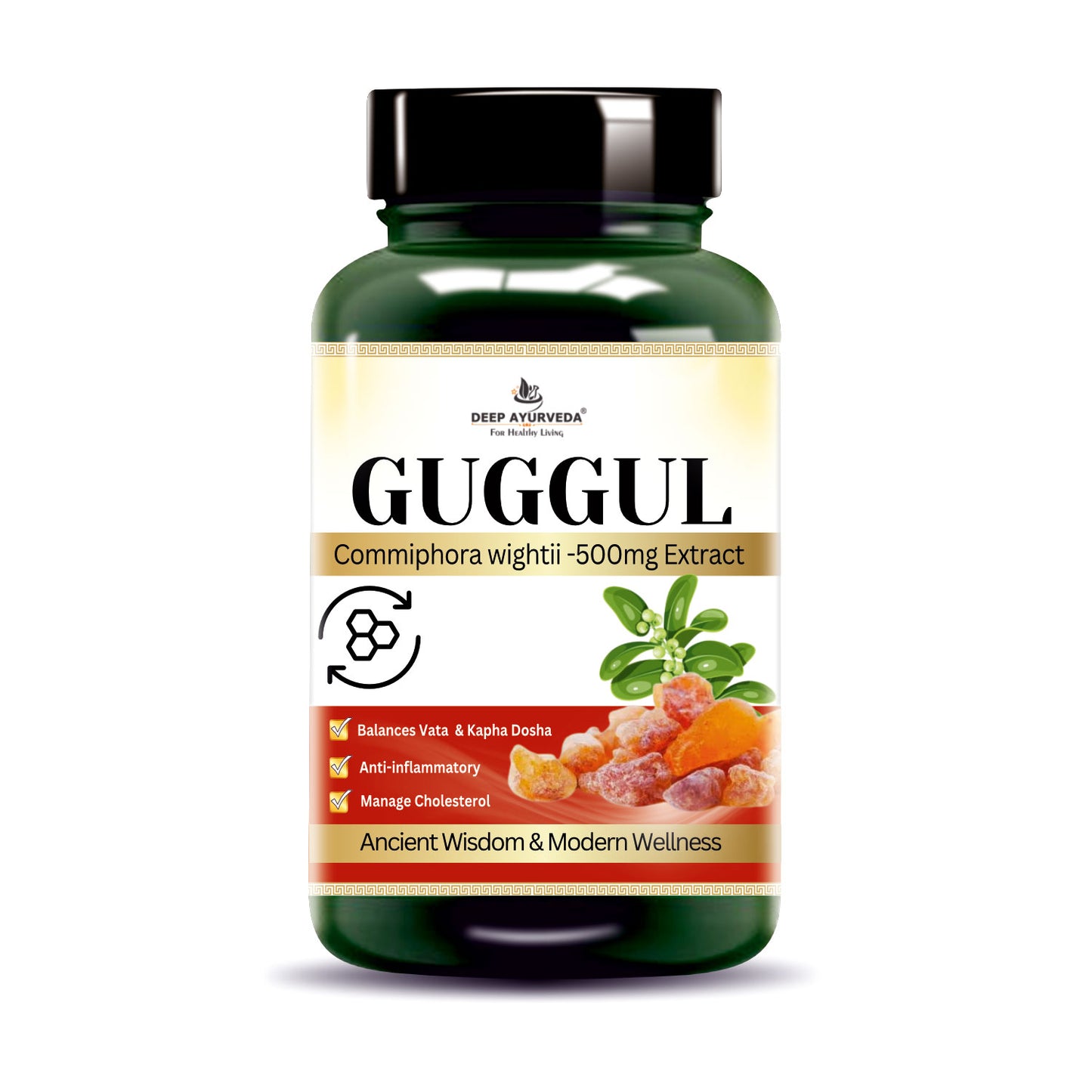 Guggal (Commiphora wightii) Vegan Capsule | 10:1 Extract for Joint Health, Cholesterol Management