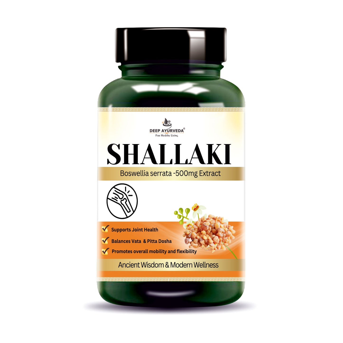 Shallaki ( Boswellia serrata ) Extract Vegan Capsule | Bone Health, Joint pain, Stiffness, and Inflammation